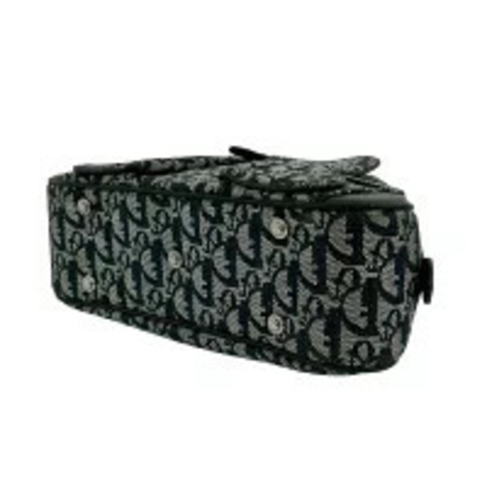 Christian Dior Double Saddle Bag Trotter Canvas Leather Handbag Black - Picture 8 of 10